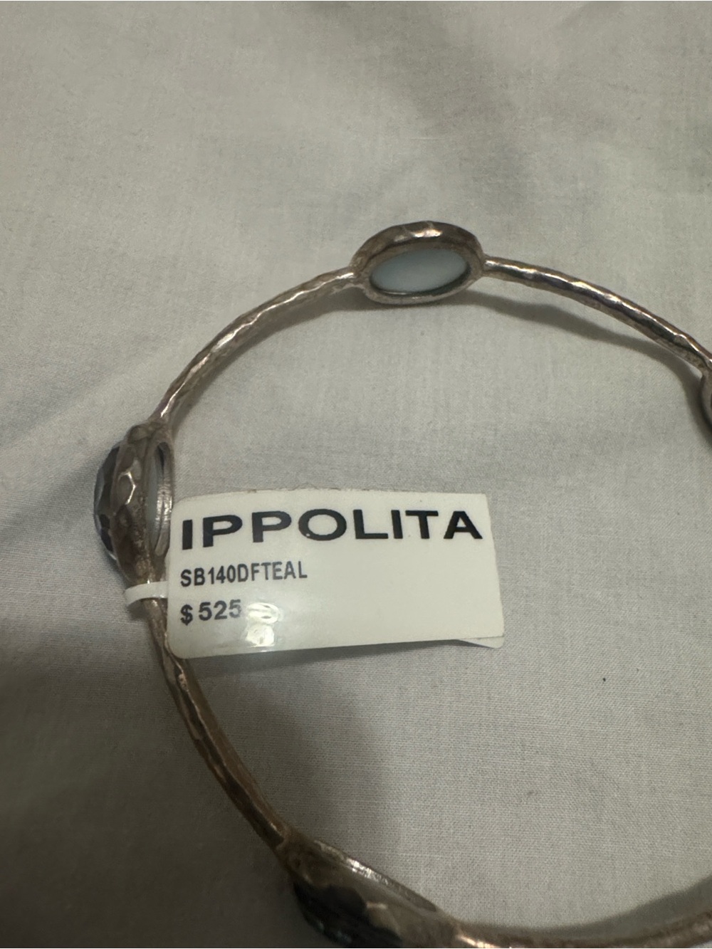 Ippolita Silver Bangle with Teal Cabochons
